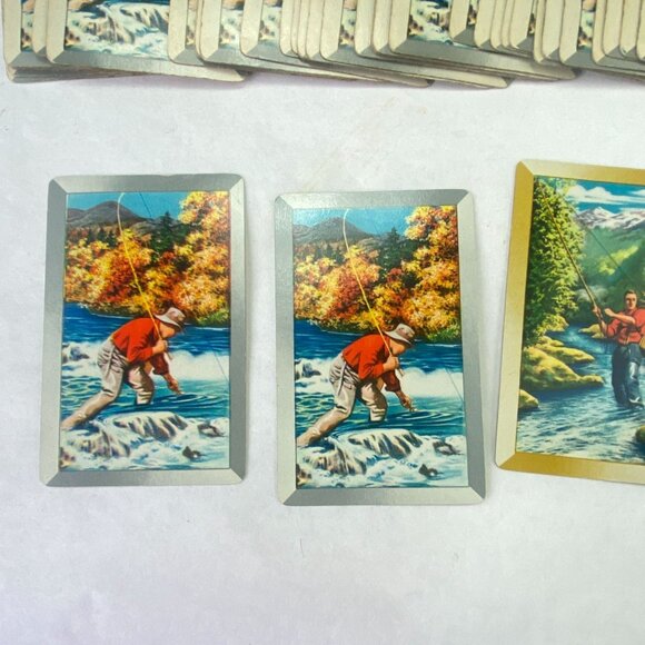 Vintage Duratone 2 Deck Playing Cards Hard Case Fishing - Picture 7 of 9